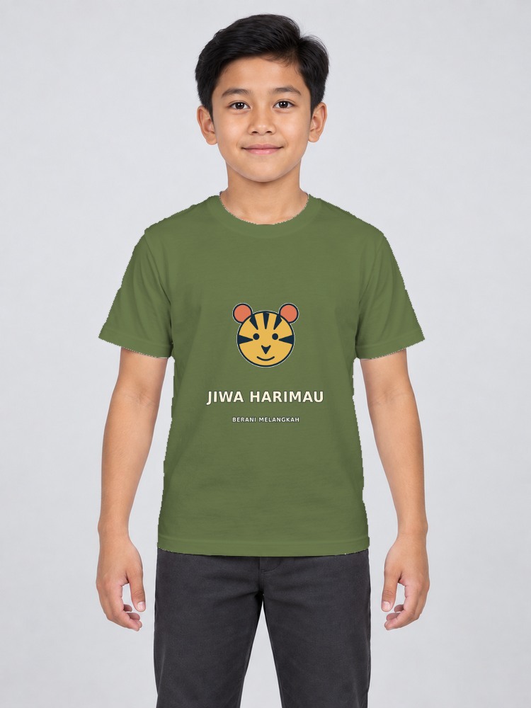 T-shirt Harimau Malaya Kanak-Kanak — Olive