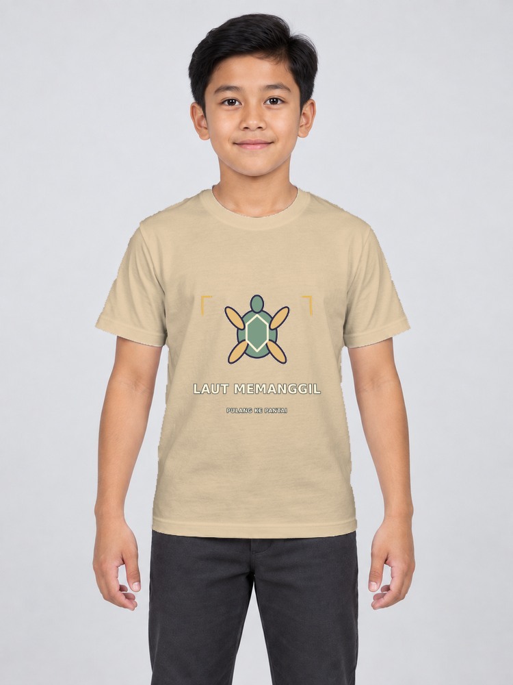 T-shirt Penyu Pulang Kanak-Kanak — Sand