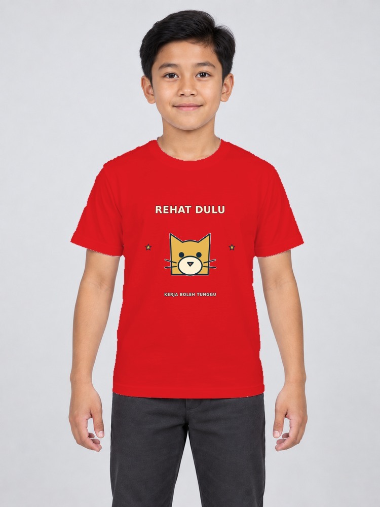 T-shirt Cat Nap Kanak-Kanak — Red