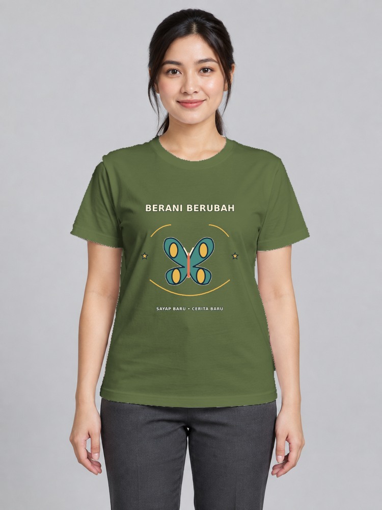 T-shirt New Wings Wanita — Olive