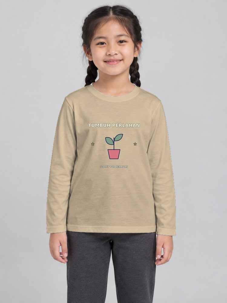 T-shirt Little Growth Kanak-Kanak Perempuan Lengan Panjang — Sand